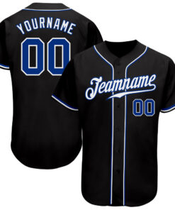Custom Black Royal-White Authentic Baseball Jersey