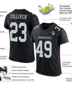 Alternative view of Custom Black Silver Mesh Authentic Football Jersey