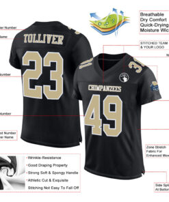Alternative view of Custom Black Vegas Gold-White Mesh Authentic Football Jersey