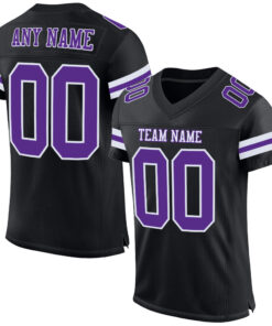 Custom Black Purple-White Mesh Authentic Football Jersey