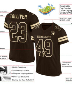 Alternative view of Custom Brown Brown-Cream Mesh Authentic Football Jersey