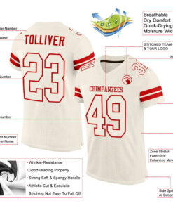 Alternative view of Custom Cream Cream-Red Mesh Authentic Football Jersey