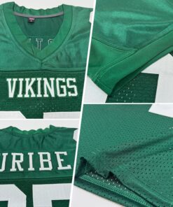 Alternative view of Custom Green White Mesh Authentic Football Jersey