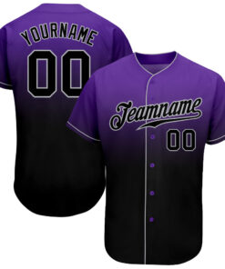 Custom Purple Black-Gray Authentic Fade Fashion Baseball Jersey
