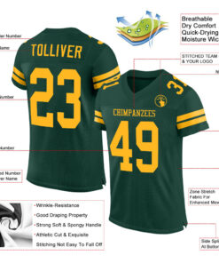 Alternative view of Custom Green Gold Mesh Authentic Football Jersey