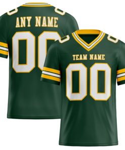 Custom Green White-Gold Authentic Football Jersey