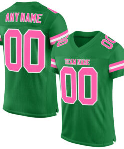 Custom Grass Green Pink-White Mesh Authentic Football Jersey
