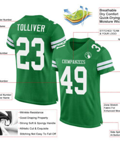 Alternative view of Custom Grass Green White Mesh Authentic Football Jersey
