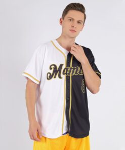 Alternative view of Custom White-Black Old Gold Authentic Split Fashion Baseball Jersey