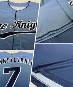 Alternative view of Custom Light Blue Navy-White Authentic Fade Fashion Baseball Jersey