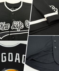 Alternative view of Custom Black White Authentic Baseball Jersey