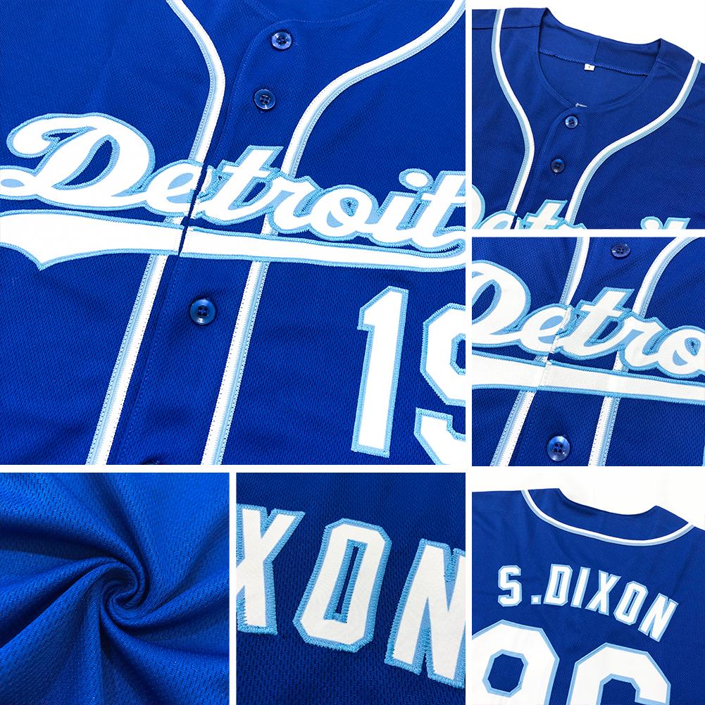 Custom Royal White-Light Blue Baseball Jersey - Image 7