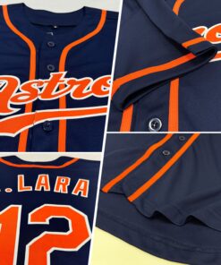 Alternative view of Custom Navy Orange-White Authentic Baseball Jersey