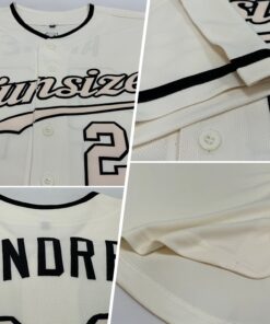 Alternative view of Custom Cream Cream-Black Authentic Baseball Jersey