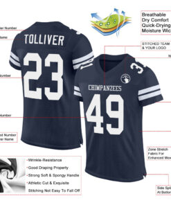 Alternative view of Custom Navy White Mesh Authentic Football Jersey