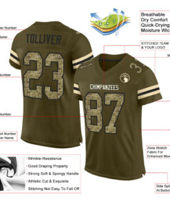 Alternative view of Custom Olive Camo-Black Mesh Authentic Salute To Service Football Jersey