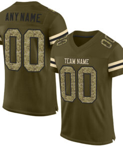 Custom Olive Camo-Black Mesh Authentic Salute To Service Football Jersey