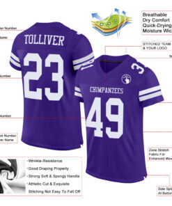 Alternative view of Custom Purple White Mesh Authentic Football Jersey