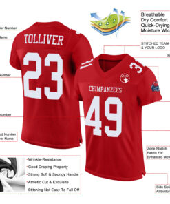 Alternative view of Custom Red White Mesh Authentic Football Jersey