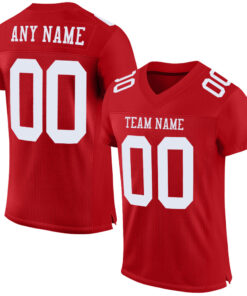Custom Red White Mesh Authentic Football Jersey