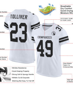 Alternative view of Custom White Black Mesh Authentic Football Jersey