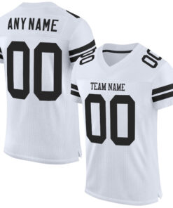 Custom White Black Mesh Authentic Football Jersey