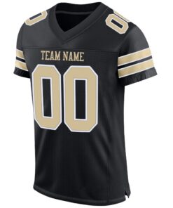 Alternative view of Custom Black Vegas Gold-White Mesh Authentic Football Jersey