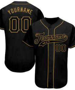 Custom Black Black-Old Gold Authentic Baseball Jersey