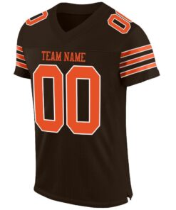 Alternative view of Custom Brown Orange-White Mesh Authentic Football Jersey