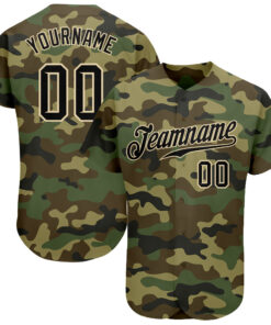 Custom Camo Black-City Cream Authentic Salute To Service Baseball Jersey