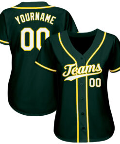 Alternative view of Custom Green White-Gold Authentic Baseball Jersey
