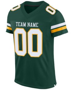 Alternative view of Custom Green White-Gold Mesh Authentic Football Jersey