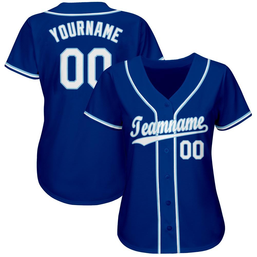Custom Royal White-Light Blue Baseball Jersey - Image 3