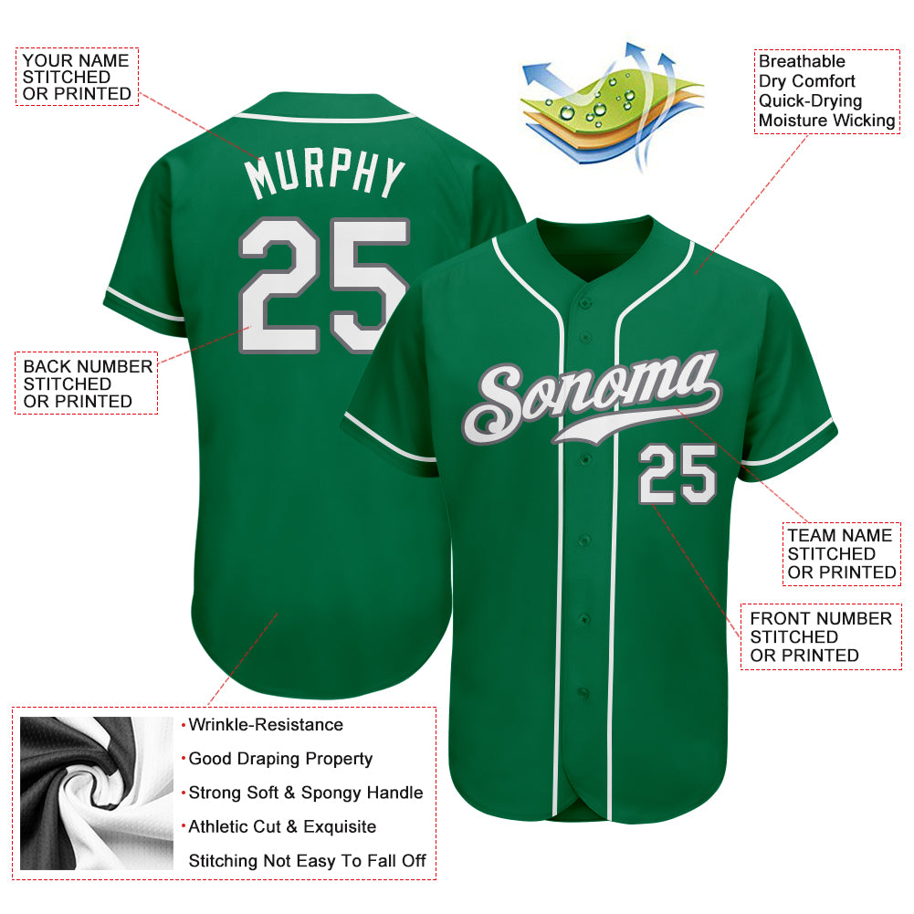 Custom Kelly Green White-Gray Authentic St. Patrick's Day Baseball Jersey - Image 4