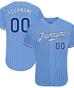 Custom Light Blue White Pinstripe Royal-White Authentic Baseball Jersey