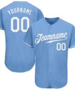 Custom Light Blue White Authentic Baseball Jersey