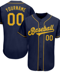 Custom Navy Gold Authentic Baseball Jersey