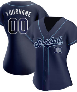 Alternative view of Custom Navy Navy-Powder Blue Authentic Baseball Jersey