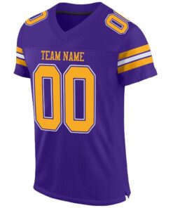 Alternative view of Custom Purple Gold-White Mesh Authentic Football Jersey