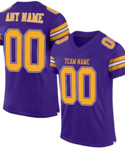 Custom Purple Gold-White Mesh Authentic Football Jersey