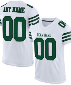 Custom White Grass Green-Black Mesh Authentic Football Jersey