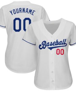 Alternative view of Custom White Royal-Red Authentic Baseball Jersey